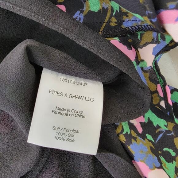 Veronica Beard Silk Floral Mini Dress XS Black Pink Ruched Luxury Designer Boho - Picture 5 of 12